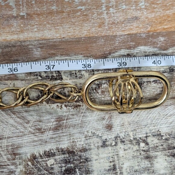 Vintage Double Curb Link Gold Tone Chain Belt, 38\